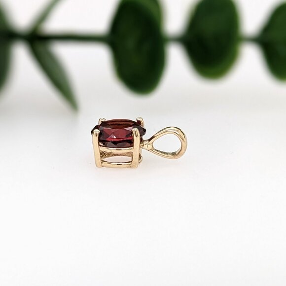 Madagascar Garnet Pendant in Solid 14K Gold | 8mm Round Shape - Picture 7 of 9